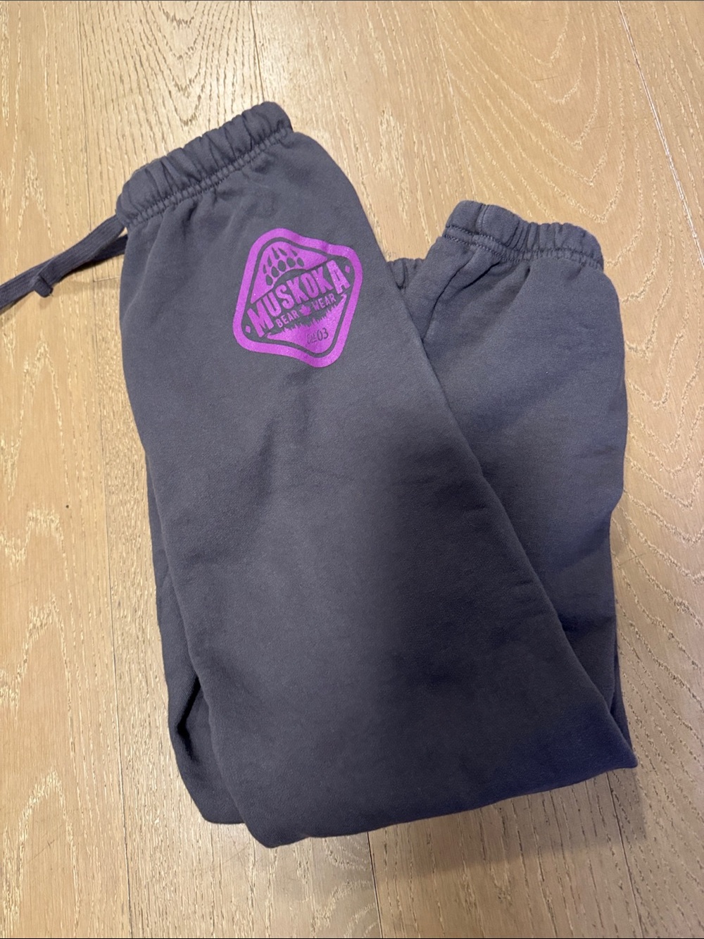 Muskoka Kids Sweatpants in Black with Pink Logo